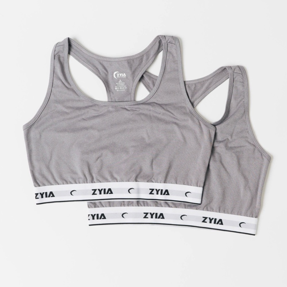 ZYIA Gray Comfort Racer Bra (2 pack) sz Small